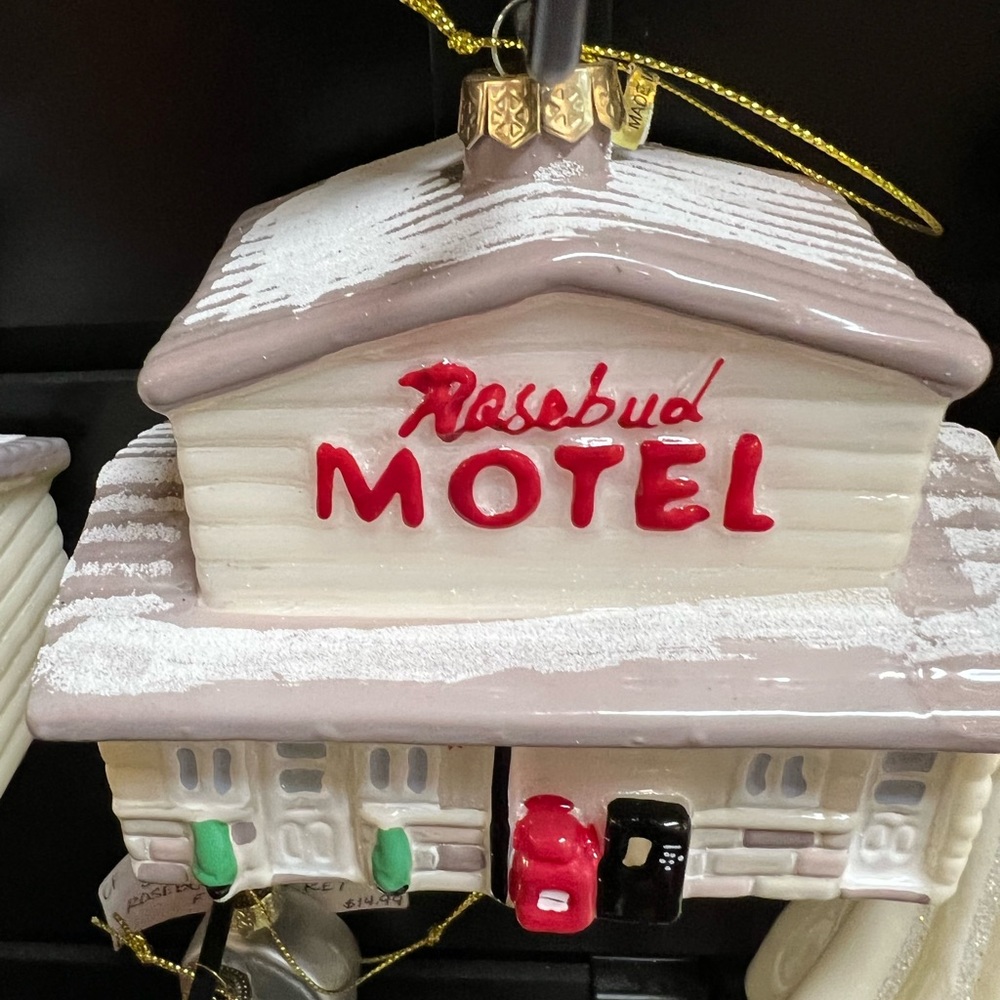 Rosebud motel Christmas ornament.